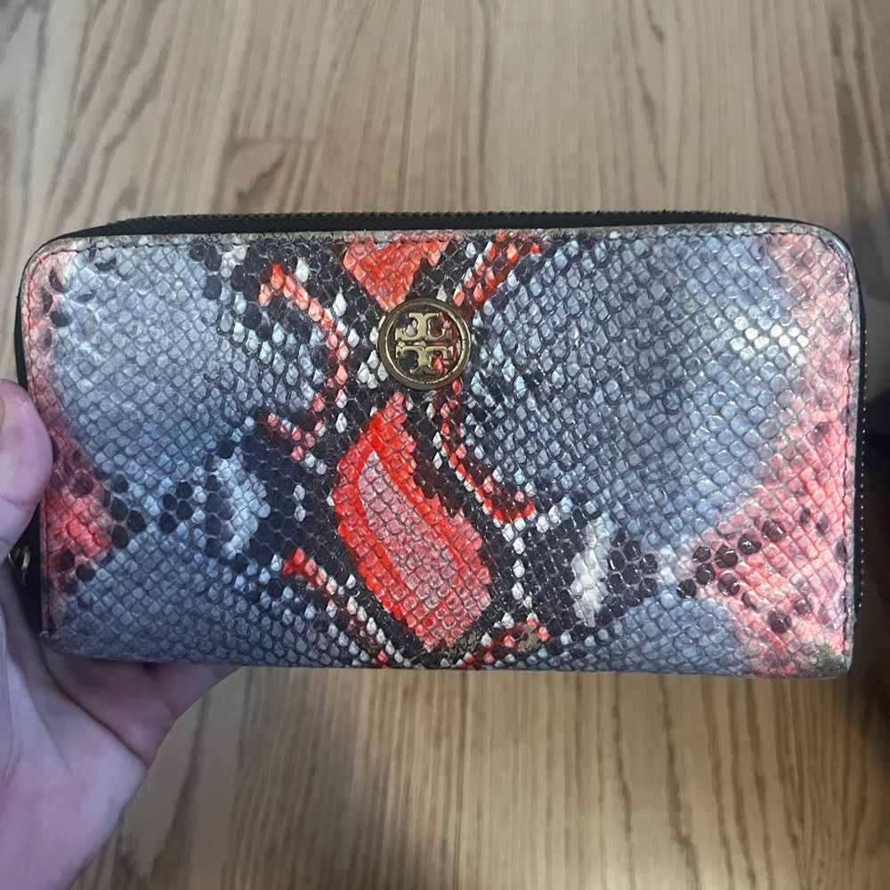 Tory Burch python wallet